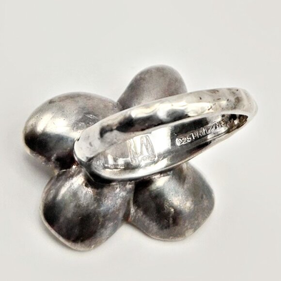 RLM Studio Sterling Silver Dogwood Flower Ring | Size 7.5 Nature Modernist Ring - Picture 7 of 8
